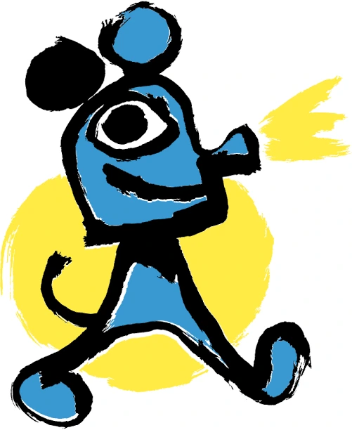 Die fröhliche blaue Projektorfigur der Zauberlaterne